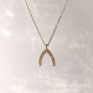 Minimalist Pave Wishbone Slide Pendant Necklace